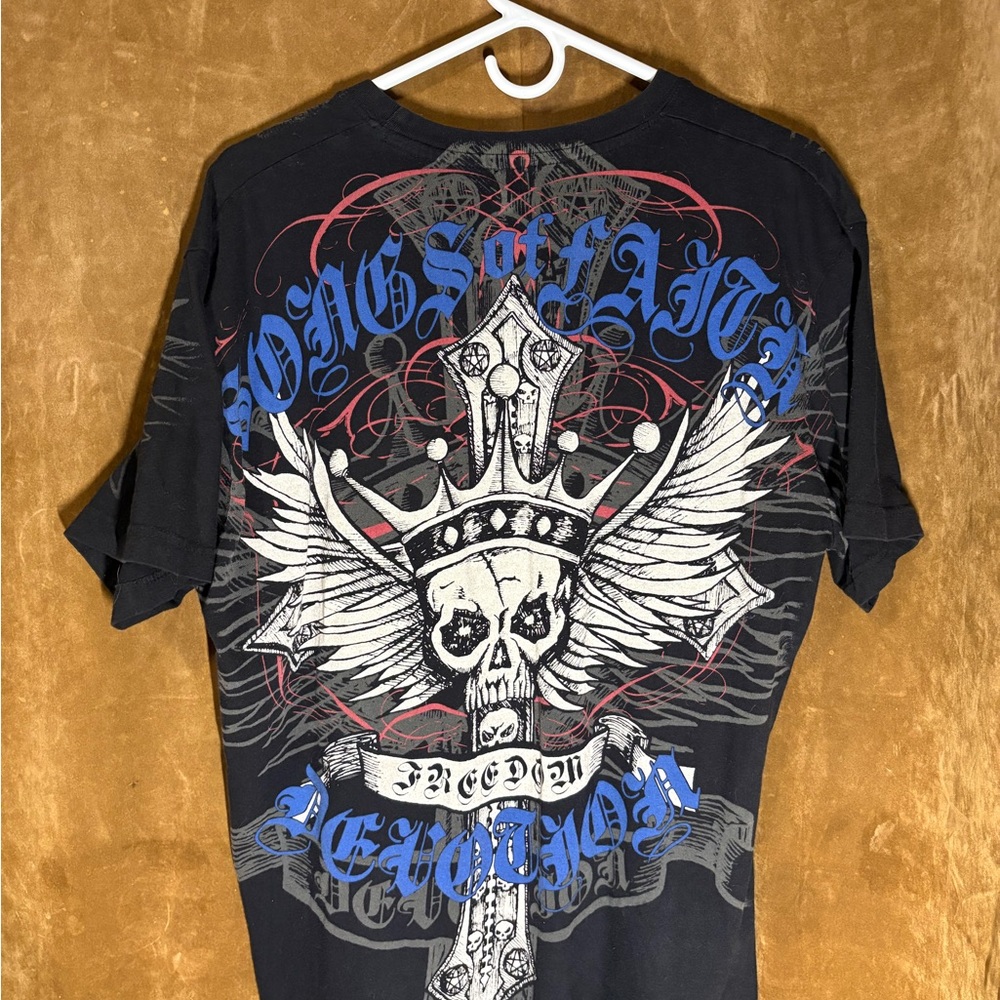 Affliction Black Tee with rhinestones